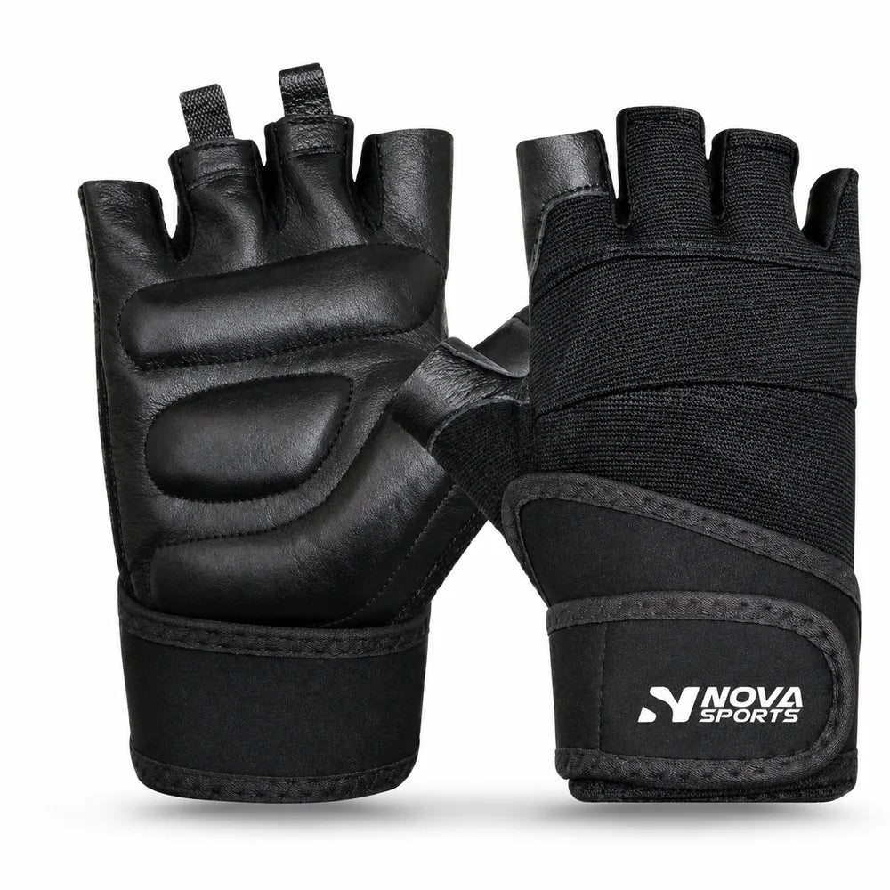 Nova Weightlifting Gloves — Padded Palm, Wide Wrist Wrap — view 2 — Gloves from Nova Sports Mauritius

