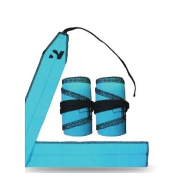 Turquoise lifting wrist wraps with thumb loop and hook-and-loop tab — Nova Sports Mauritius — Wraps & Sleeves available in Mauritius
