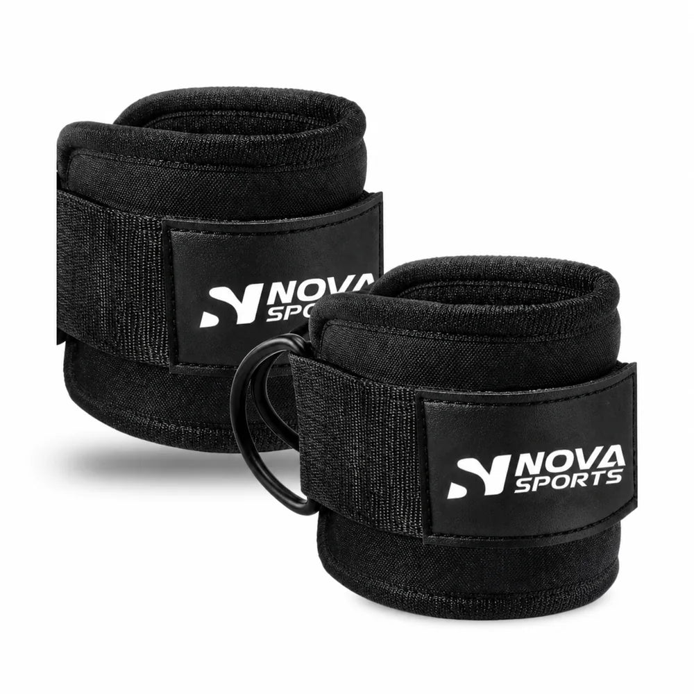 Nova Ankle Straps — Padded Black Cuff, D-Ring — view 2 — Ankle Straps from Nova Sports Mauritius
